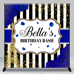 Lofaris Black White Stripe Rose Custom Birthday Backdrop