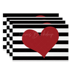 Lofaris Black White Stripe Valentines Day Set Of 4 Placemats