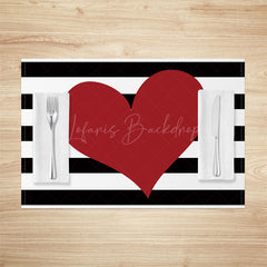 Lofaris Black White Stripe Valentines Day Set Of 4 Placemats