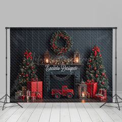 Lofaris Black Wood Wall Red Festive Christmas Vibe Backdrop