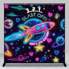 Lofaris Blast Off Galaxy Custom Name 11th Birthday Backdrop