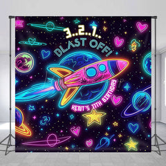 Lofaris Blast Off Galaxy Custom Name 11th Birthday Backdrop