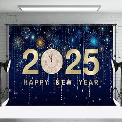 Lofaris Bloom Sparke Gold 2025 Clock Happy New Year Backdrop