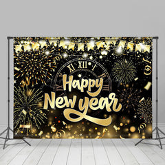 Lofaris Bloom Sparkle Black Gold Clock New Year Backdrop