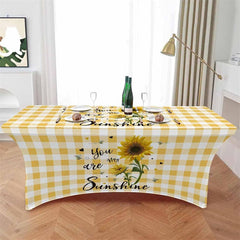 Lofaris Blooming Farm Sunflower And Bee Cute Stretch Table Cover