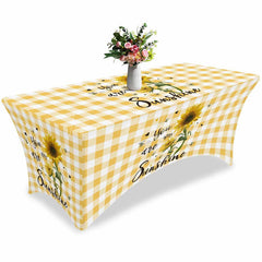 Lofaris Blooming Farm Sunflower And Bee Cute Stretch Table Cover