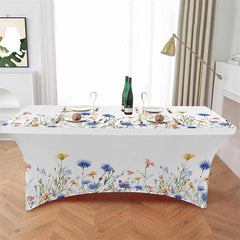 Lofaris Blossom Flower Watercolor Leaves Stretch Table Cover