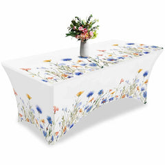 Lofaris Blossom Flower Watercolor Leaves Stretch Table Cover