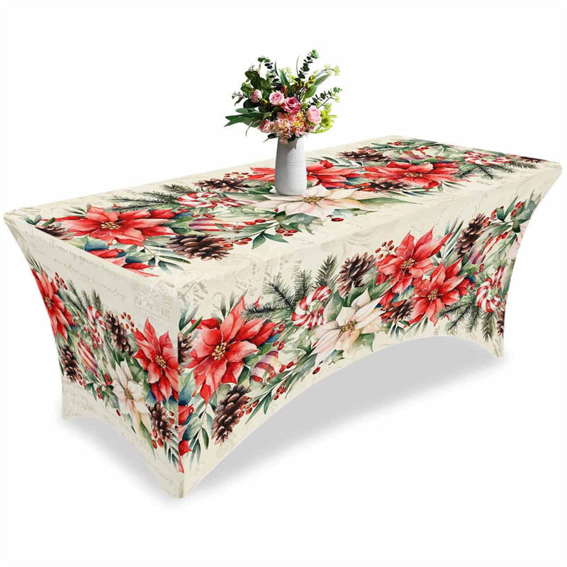 Lofaris Blossom Poinsettia Flower Fitted Stretch Table Cover