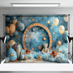 Lofaris Blue Abstract Wall Balloon Galaxy Cake Smash Backdrop