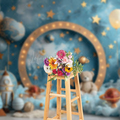 Lofaris Blue Abstract Wall Balloon Galaxy Cake Smash Backdrop