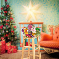 Lofaris Blue Abstract Wall Chair Gift Box Christmas Backdrop