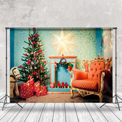 Lofaris Blue Abstract Wall Chair Gift Box Christmas Backdrop