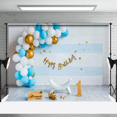 Lofaris Blue Balloon 1St Birthday Happy Photo Backdrop