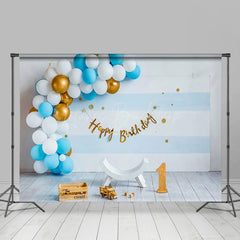 Lofaris Blue Balloon 1St Birthday Happy Photo Backdrop