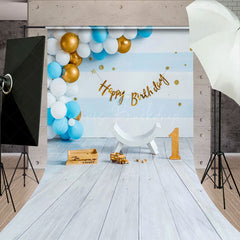 Lofaris Blue Balloon 1St Birthday Happy Sweep Photo Backdrop