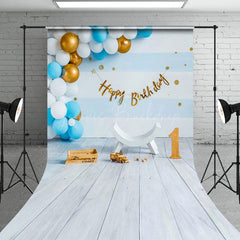 Lofaris Blue Balloon 1St Birthday Happy Sweep Photo Backdrop