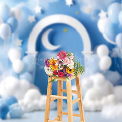 Lofaris Blue Balloons Birthday Cake Smash Photography Backdrop