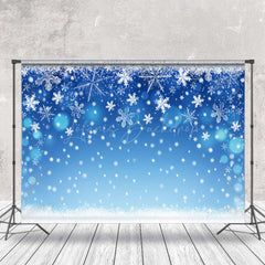 Lofaris Blue Bokeh Dots Snowflake Winter Photography Backdrop