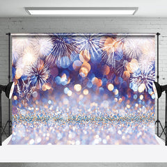 Lofaris Blue Bokeh Silver New Year Party Decor Backdrop