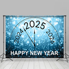 Lofaris Blue Bubble Bokeh 2025 Clock Happy New Year Backdrop