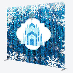 Lofaris Blue Castle Snowflake Pillow Cover Christmas Backdrop