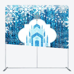 Lofaris Blue Castle Snowflake Pillow Cover Christmas Backdrop