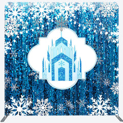 Lofaris Blue Castle Snowflake Pillow Cover Christmas Backdrop