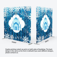 Lofaris Blue Castle Snowflake Pillow Cover Christmas Backdrop