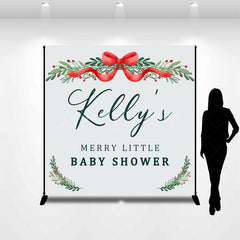 Lofaris Blue Christmas Vibe Custom Name Baby Shower Backdrop