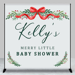 Lofaris Blue Christmas Vibe Custom Name Baby Shower Backdrop