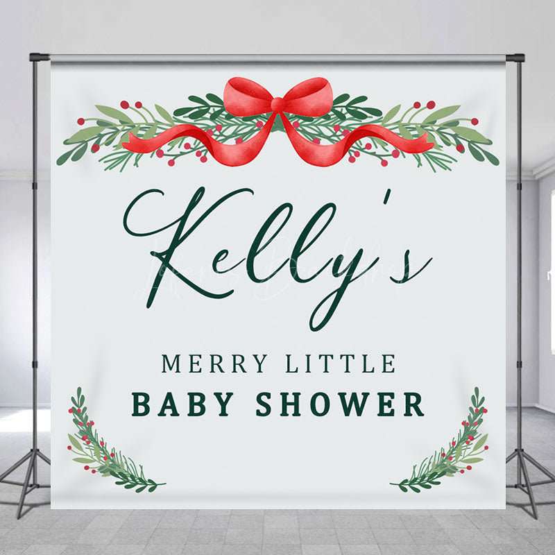 Lofaris Blue Christmas Vibe Custom Name Baby Shower Backdrop