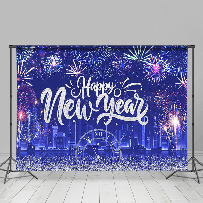 Lofaris Blue City Scenery Countdown New Year Party Backdrop