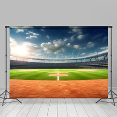 Lofaris Blue Cloud Sky Athletic Field Sport Photo Backdrop