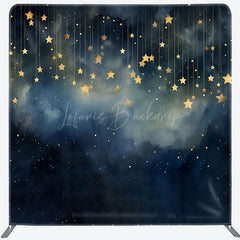 Lofaris Blue Dark Foggy Night Gold Starry Square Backdrop