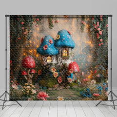 Lofaris Blue Elf Magical Mushroom House Room Set Backdrop