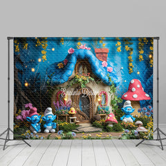 Lofaris Blue Elf Magical Mushroom House Room Set Backdrop