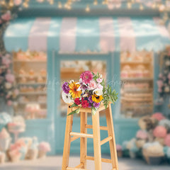 Lofaris Blue Fairy Dessert Shop Floral Cake Smash Backdrop