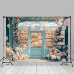 Lofaris Blue Fairy Dessert Shop Floral Cake Smash Backdrop