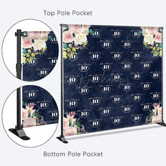 Lofaris Blue Floral Wedding Custom Step And Repeat Banner