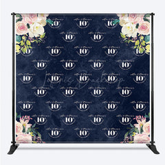 Lofaris Blue Floral Wedding Custom Step And Repeat Banner