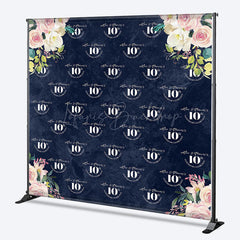 Lofaris Blue Floral Wedding Custom Step And Repeat Banner