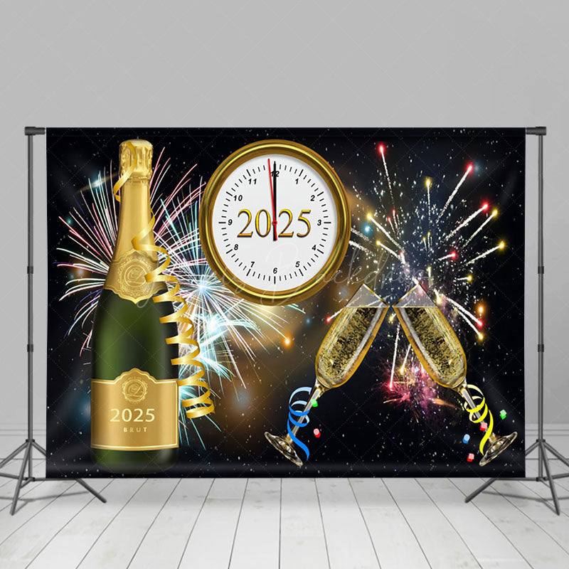 Lofaris Blue Glitter Diamond 2025 Happy New Year Backdrop