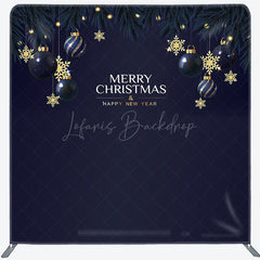 Lofaris Blue Gold Ball Merry Christmas Pillow Case Backdrop