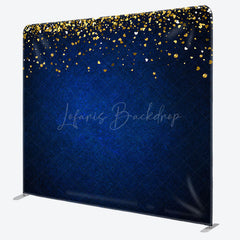 Lofaris Blue Gold Glitter Party Square Double-Sided Backdrop