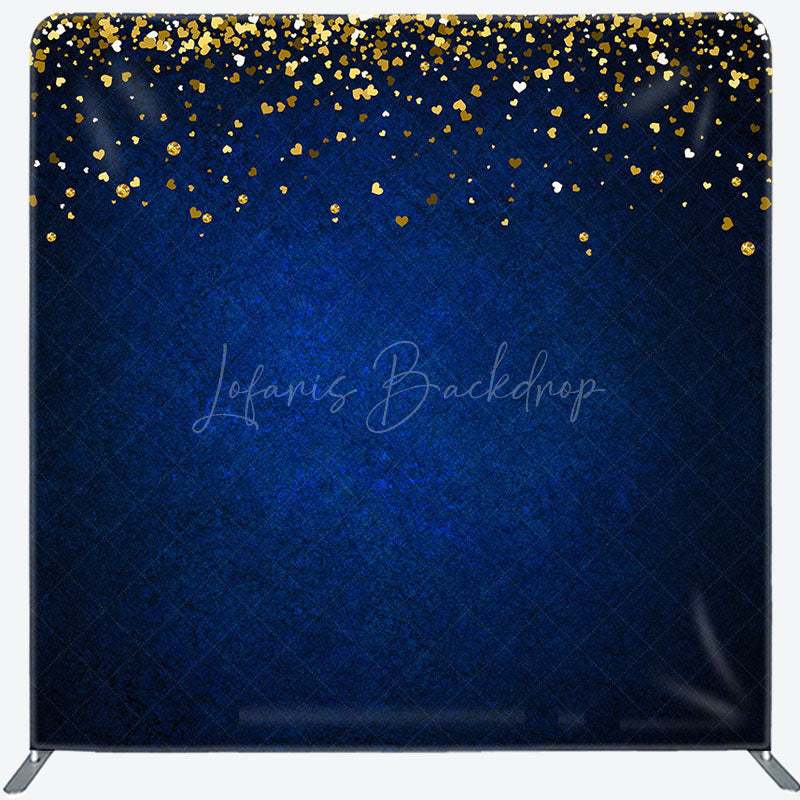 Lofaris Blue Gold Glitter Party Square Double-Sided Backdrop