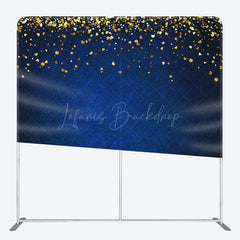 Lofaris Blue Gold Glitter Party Square Double-Sided Backdrop