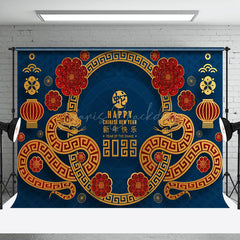 Lofaris Blue Gold Red Zodiac Snake Chinese Year Backdrop