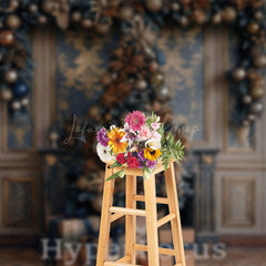 Lofaris Blue Golden Luxury Wall Christmas Vibe Backdrop