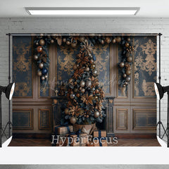 Lofaris Blue Golden Luxury Wall Christmas Vibe Backdrop